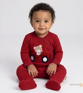 Macacão Suedine Urso Piloto Vermelho - G