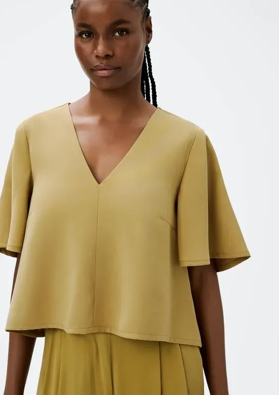 Blusa Feminina Manga Sino Em Peach Touch - Caqui XG