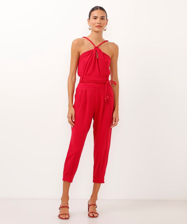 calça jogger com pregas e cordão rosa 42