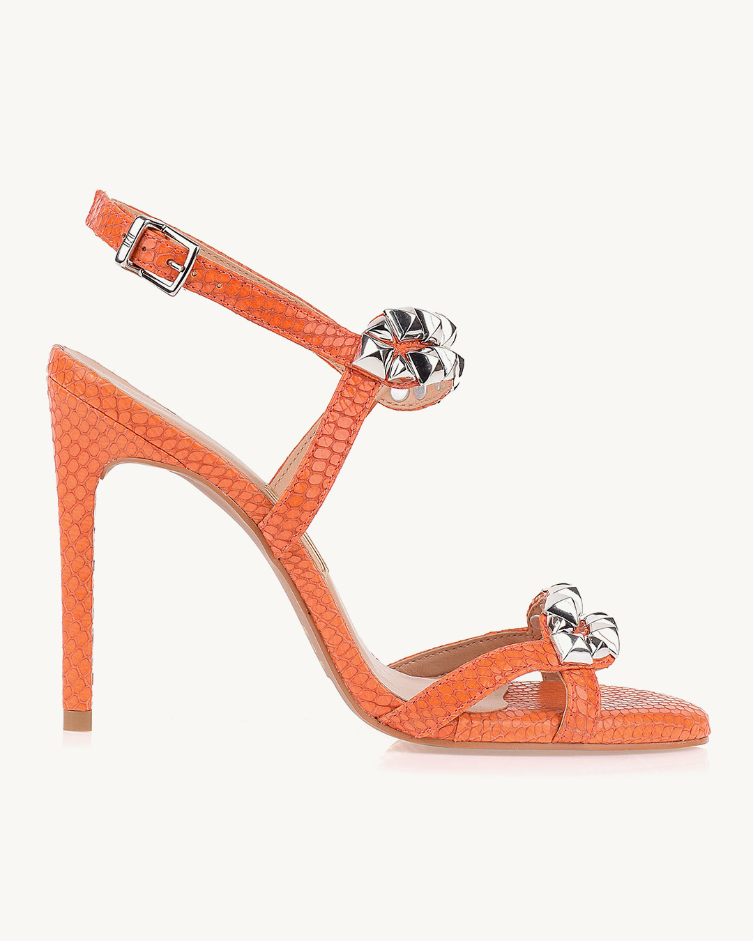 Sandália Salto Alto New Snake Orange