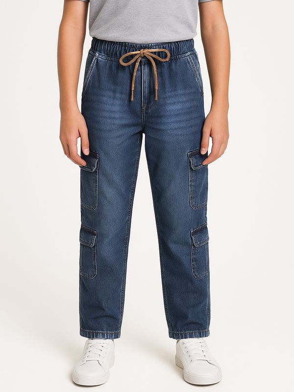 Calça Jeans Cargo Juvenil Para Menino - AZUL 16