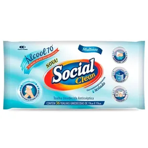 Toalha Umedecida Antisséptica Álcool 70% 36 Unidades
