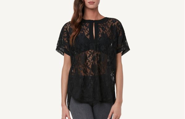 Camisa Maxi Em Renda - Preto P