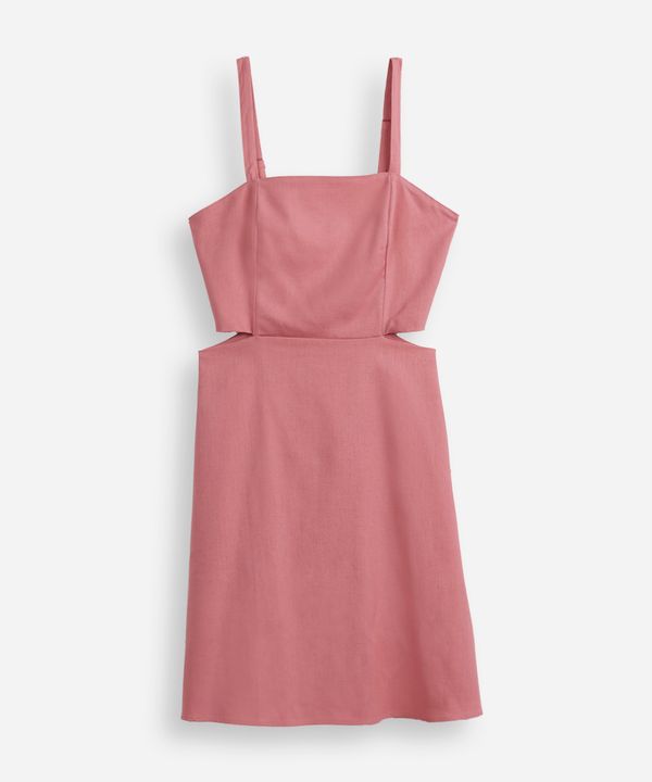 vestido com linho curto recortes juvenil rosa 16