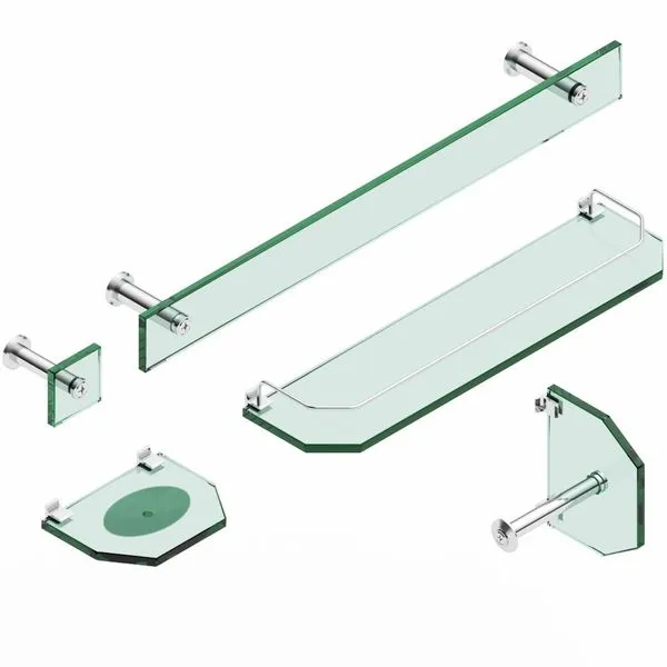 Kit Acessórios De Banheiro Blinglass 5 Peças Reto Vidro Verde Cromado (MP)