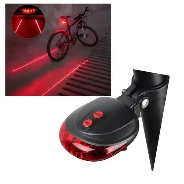 Lanterna Traseira para Bicicleta Led com Laser Sinalizador Faixa de Segurança Impermeável Vermelha Lanterna Traseira para Bicicleta Led com Laser Sinalizador de Segurança Vermelha