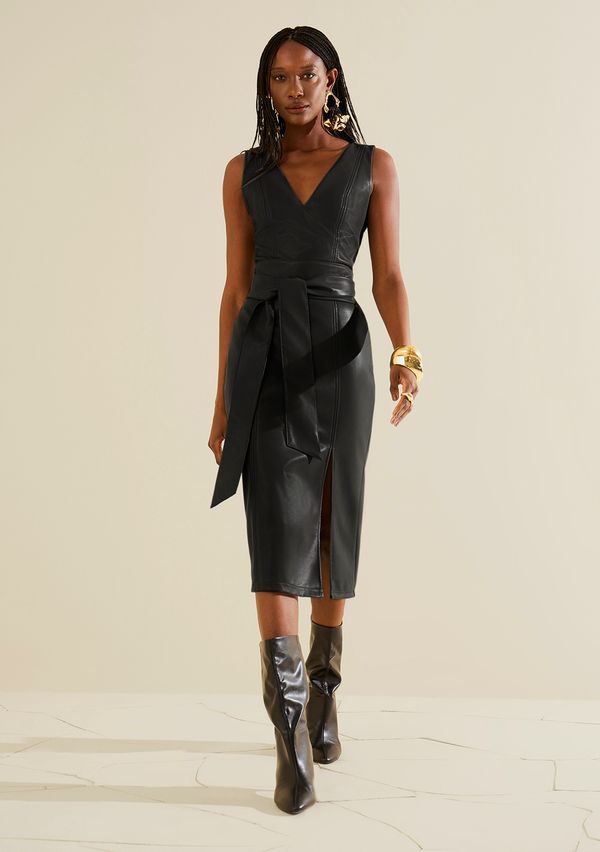 Vestido Morena Rosa Ajustado Decote V Sem Alça Midi Preto M