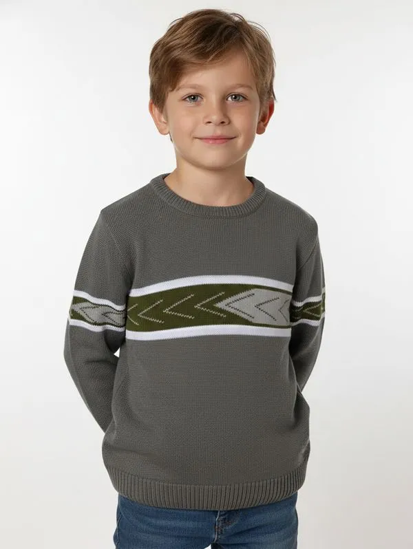 Blusão Tricot Infantil Para Menino - GRAFITE/VERDE/CINZA 6