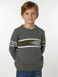 Blusão Tricot Infantil Para Menino - GRAFITE/VERDE/CINZA 6