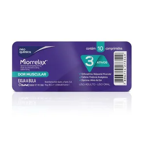 Analgésico Miorrelax Dipirona 300mg + Orfenadrina 35mg + Cafeína 50mg 10 Comprimidos Analgesico Miorrelax Dipirona 300mg + Orfenadrina 35mg + Cafeina 50mg 10 Comprimidos