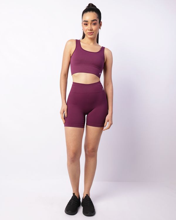 Bermuda Fitness Feminina Fitter Canelada Sem Costura Vinho GG