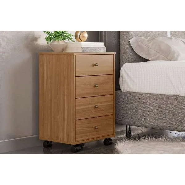 Mesa Cabeceira Infantil Presence C- 4 Gavetas Amêndola Touch - Demóbile