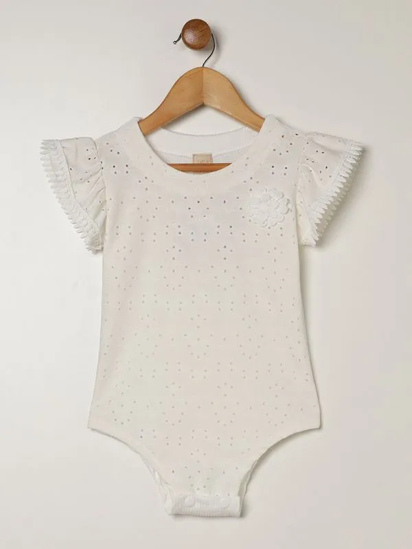 Body Canelado Infantil Para Menina - OFF WHITE 12