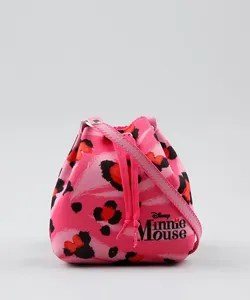 Bolsa Saco Estampada Animal Print Minnie Rosa Único