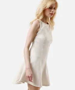 vestido curto feminino de sarja com recortes off white P