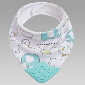 Babador Bandana com Mordedor Animais Azul - 15284 Animais Azul - 15284 Animais Azul - 15284