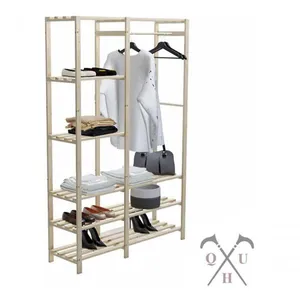 Varal Industrial Retrô Design Arara Pinus 8 Prateleiras