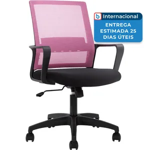 Cadeira De Escritório Com Almofada Em Nylon Bestoffice Preto E Rosa A-MBI
