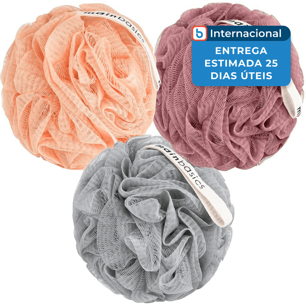 Esponja Bucha para Banho 3 Peças Coral Reef Mainbasics Colorido A-MBI