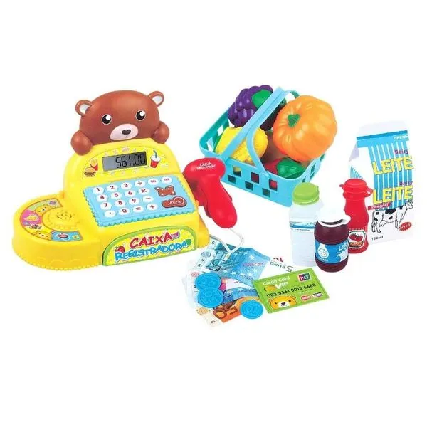 Caixa Registradora Infantil RC228 com Luzes e Efeitos Sonoros para Brincadeira de Mercadinho com Acessórios Fênix Caixa Registradora Infantil RC228 com Luzes e Sons para Brincadeira de Mercadinho com Acessórios