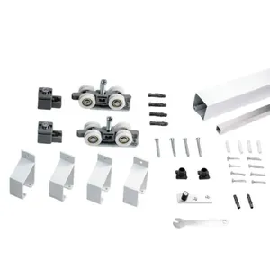 Kit para Porta de Correr Côncavo com Suporte Roldana 4 Rodas 2 Metros Branco 00725 Perfil Kit Porta de Correr Côncavo Suporte Roldana 4 Rodas 2M Branco 00725 Perfil