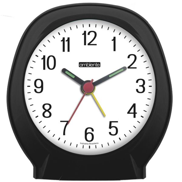 Despertador Quartz Ambiente Ref: 1604-034 Preto Redondo
