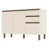 Balcão Para Pia 3 Portas 2 Gavetas Connect Henn 120 cm | Off White