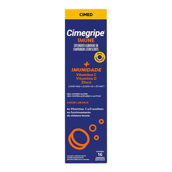 Suplemento Alimentar Cimegripe Imune Laranja Zero 16 Comprimidos Efervescentes