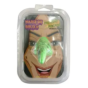 Nariz de Bruxa Rostinho Pintado em Látex Fluorescente Verde
