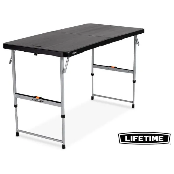 Mesa Dobrável Ideal Preto E Cinza 122x61cm Y-BI