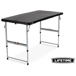 Mesa Dobrável Ideal Preto E Cinza 122x61cm Y-BI