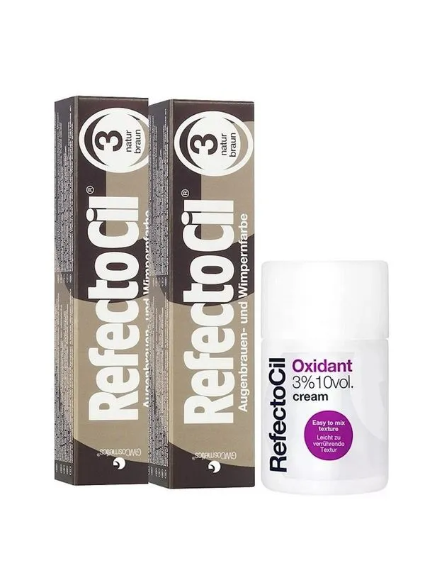 Kit Refectocil 2 Tinta + 1 Oxidante Creme Nº3 Castanho Natural