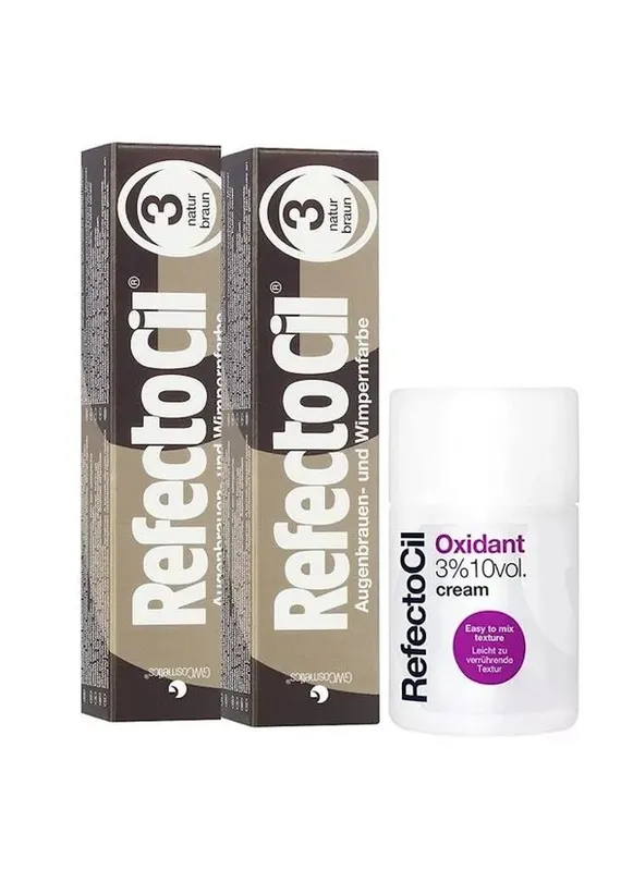 Kit Refectocil 2 Tinta + 1 Oxidante Creme Nº3 Castanho Natural