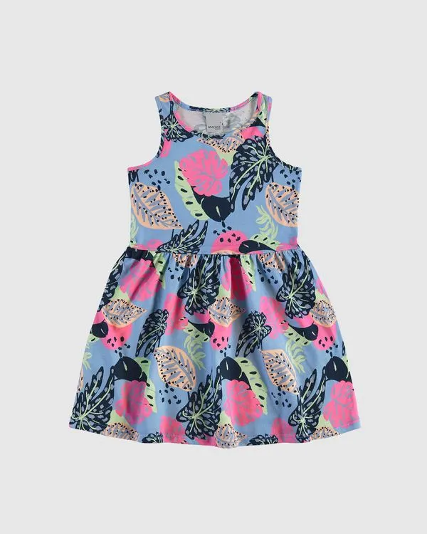 Vestido Infantil Estampado Em Algodão Malwee Kids Azul - 10