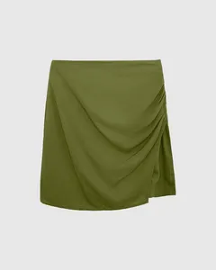 Saia Feminina Franzido Frontal Em Viscolinho Verde - M