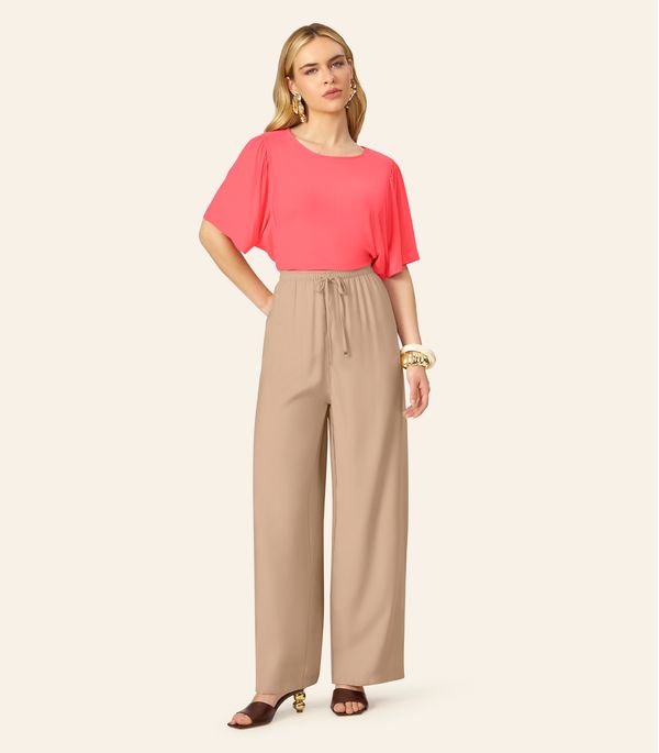 Blusa Feminina Manga Ampla Lisa Em Viscose Endless Laranja GG