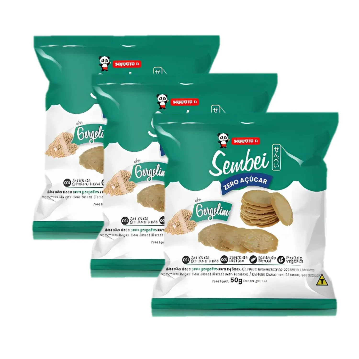 Biscoito Japonês Sembei Gergelim Vegano Sapporo - 3 Unidades