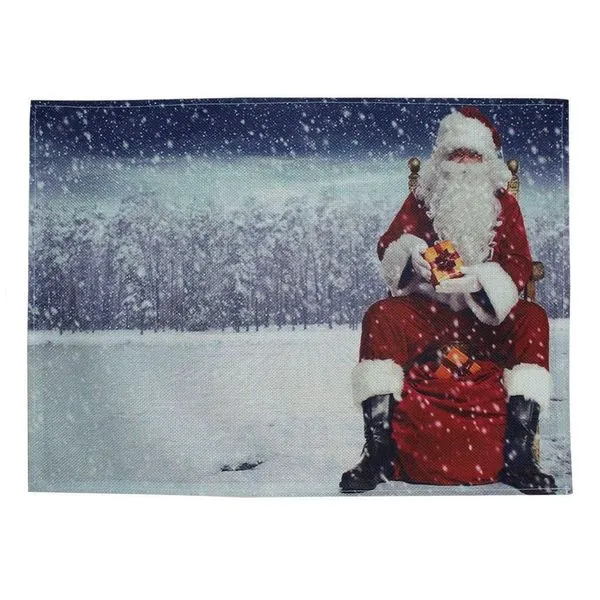Jogo Americano Estampa Natalina Papai Noel 4 Pecas Decoracao Mesa de Natal Algodao Vermelho Jogo Americano Estampa Natalina Papai Noel 4 Pecas Algodao para Mesa de Natal Vermelho