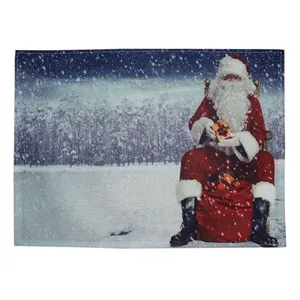 Jogo Americano Estampa Natalina Papai Noel 4 Pecas Decoracao Mesa de Natal Algodao Vermelho Jogo Americano Estampa Natalina Papai Noel 4 Pecas Algodao para Mesa de Natal Vermelho