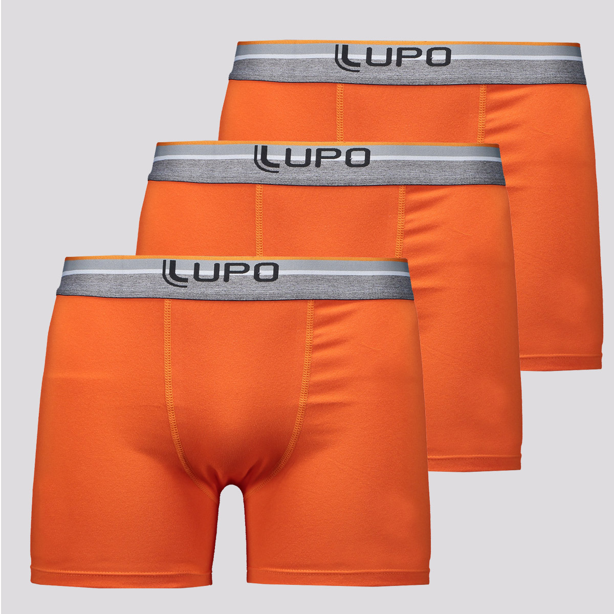 Kit de 3 Cuecas Boxer Lupo Square II Laranja