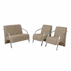 Conjunto Vênus Braços Alumínio Suede Cappuccino.