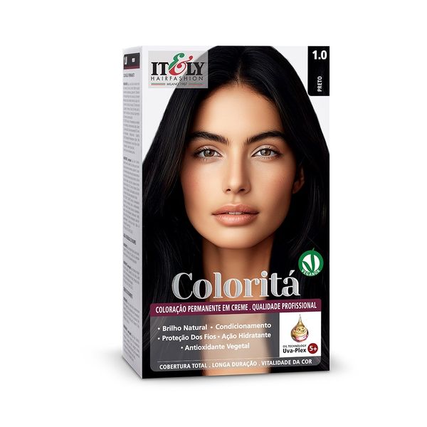 Tinta de Cabelo Itely Coloritá Coloração Em Creme 1.0 Preto 50g