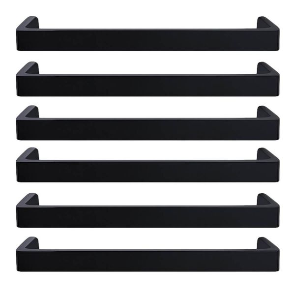 Kit 6 Puxadores Alça Piauí 16cm Preto Fosco Torralba Sobrepor Móveis Planejados Armários