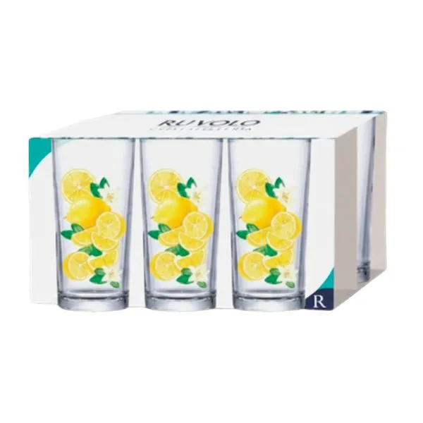 Jogo de Copos Multiuso Limão Siciliano Vidro 6 Peças 255ml 617034 - Ruvolo