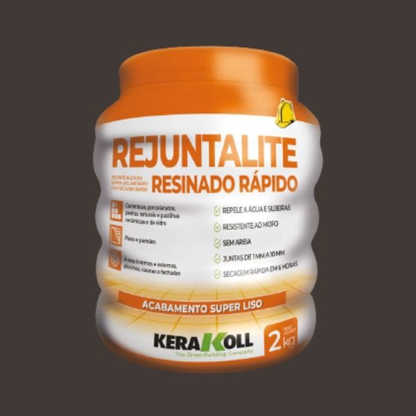 Rejunte Resinado Seca Rápido 2kg Kerakoll Rejunte Rejuntalite Resinado Seca Rápido Preto 2kg Kerakoll