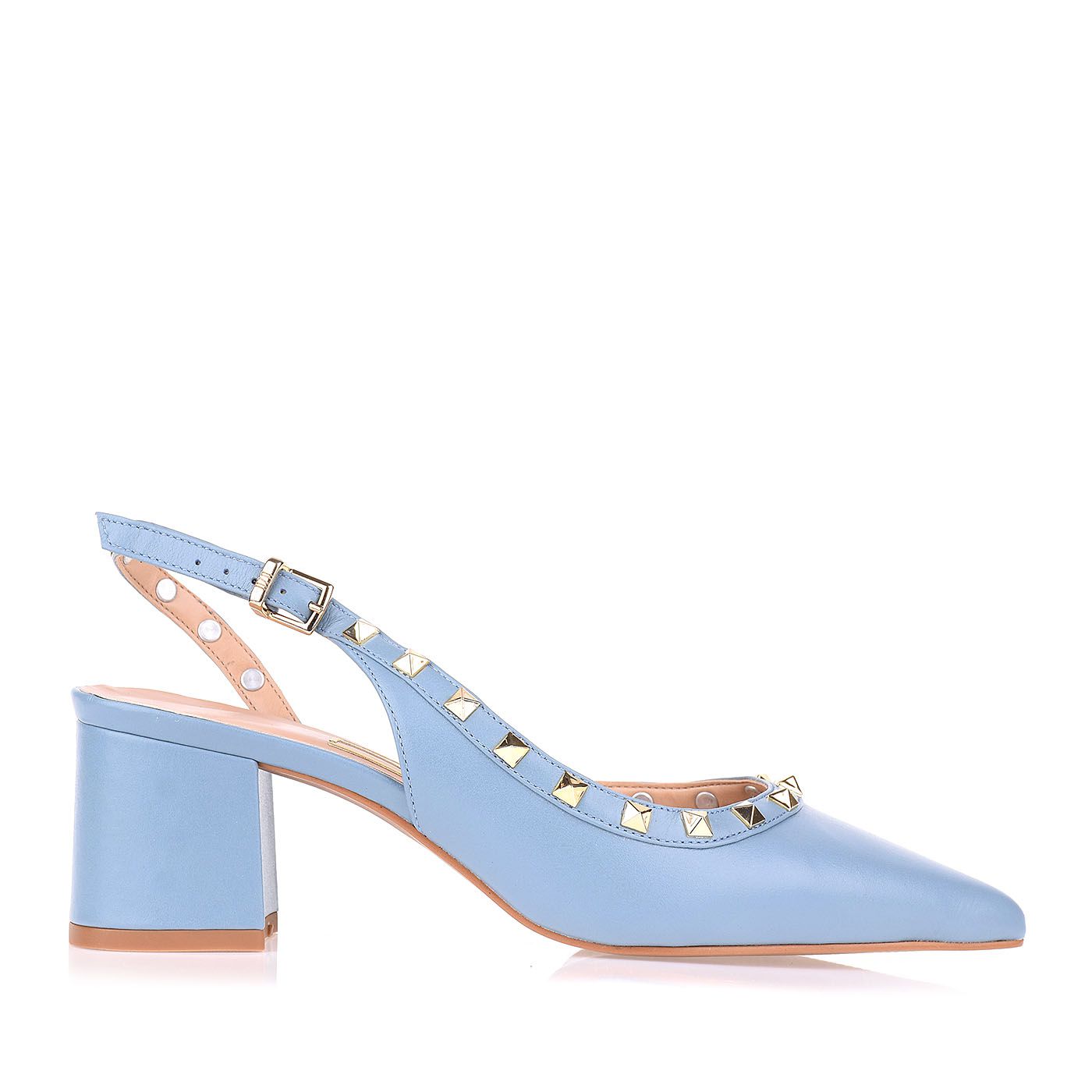 Slingback Salto Médio New Couro Sky
