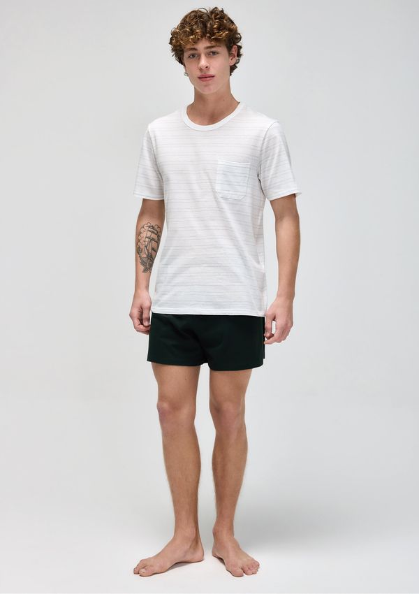 Pijama Curto Masculino Fio Tinto Listrado - Verde XG