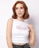 Regata Feminina Cropped Franzido Lateral Estampa Branca M
