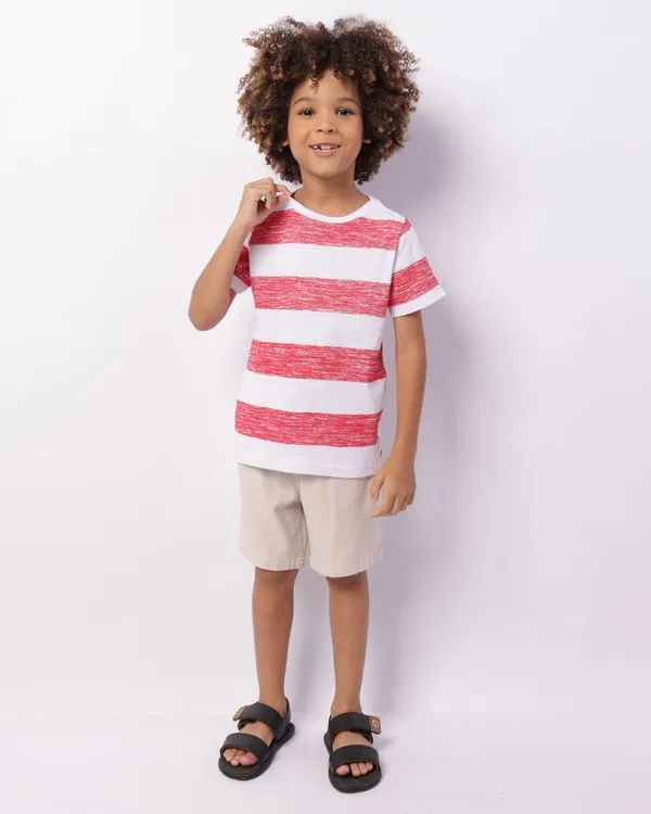 Bermuda Infantil Reta Viscolinho Com Bolsos Bege 4