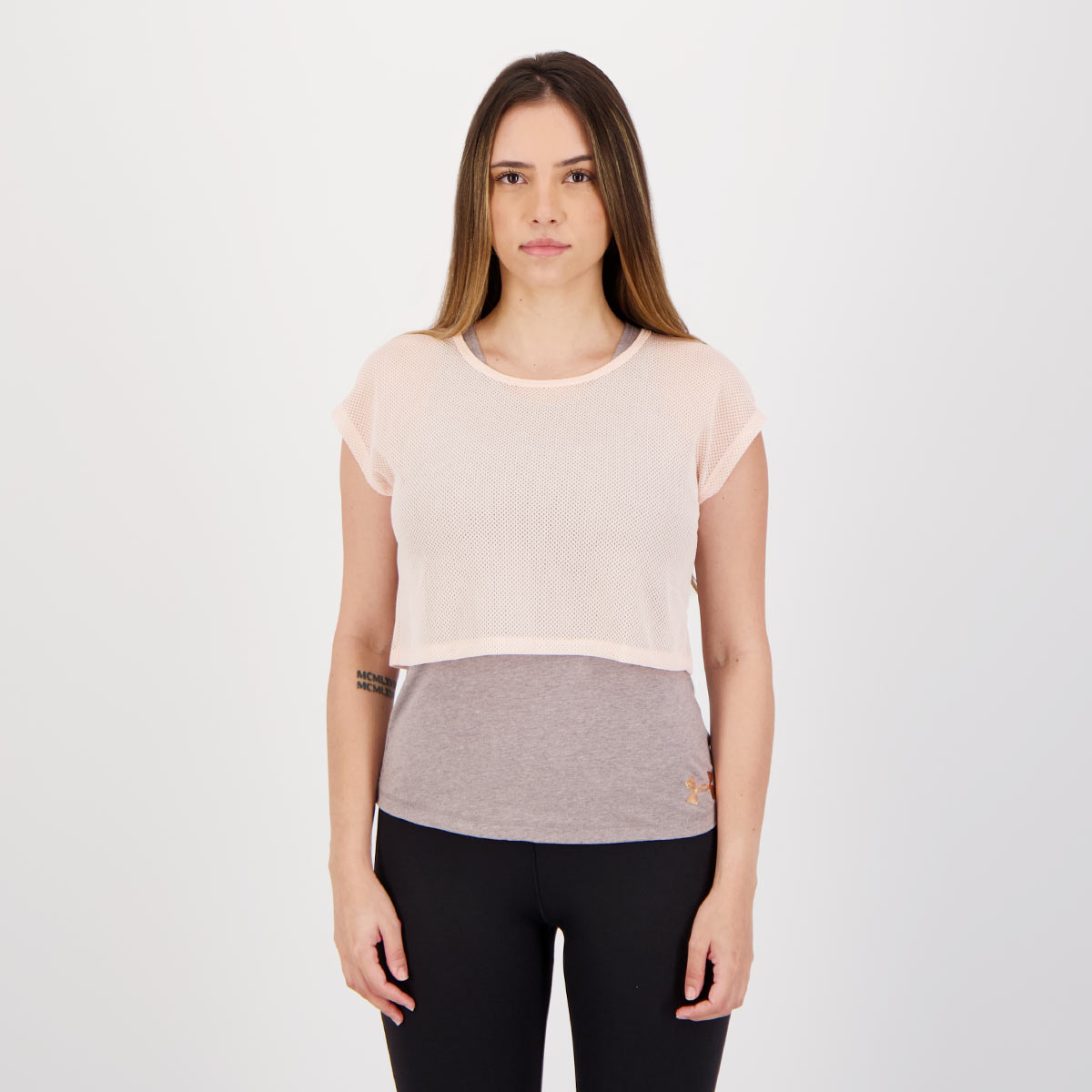 Camiseta Under Armour Infinity Feminina Cinza e Rosa